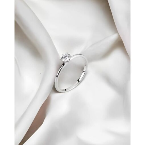 Anel Solitário Ouro Branco 18K Com Diamante Lab Grown 50 Pontos