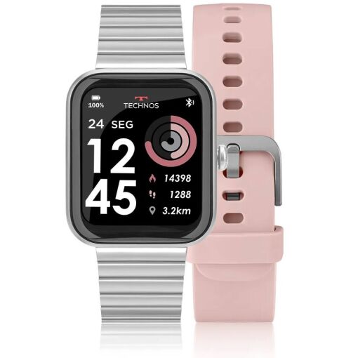 Smartwatch Technos Feminino Connect MAX Prata e Rosa TMAXAK/C7K