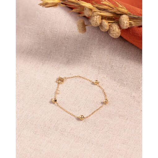 Pulseira Infantil Ouro 18K Bolinhas