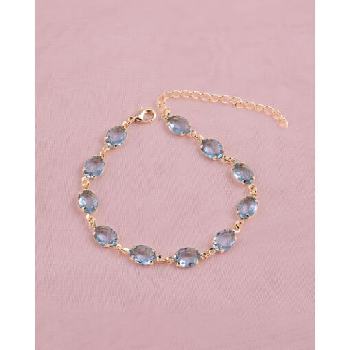 Pulseira Banhada A Ouro 18K Gota Zircônia Azul Claro