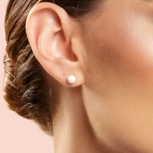 Brinco Banho de Ouro 18k Pérola Shell 6 MM