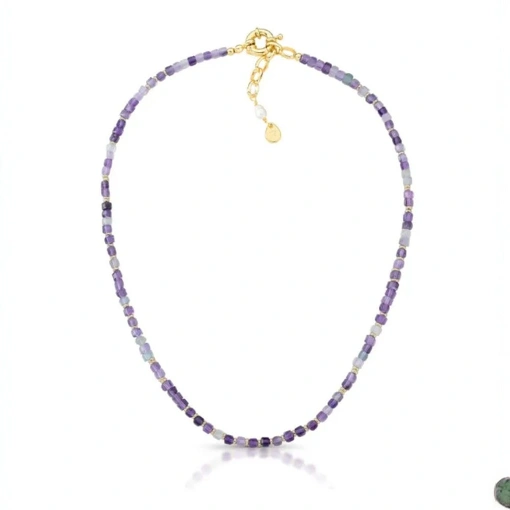Colar Ametista no Banho de Ouro 18k