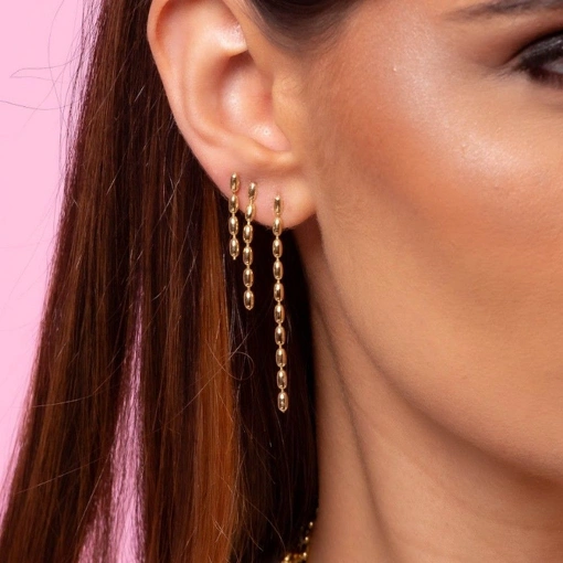 Brinco Banho de Ouro 18k Fio Oval Médio