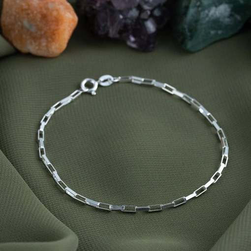 Pulseira Prata 925 Masculina Elos Quadrados