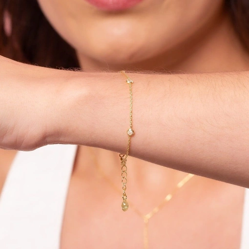 Pulseira Banhada a Ouro 18k Com Zircônias Espaçadas