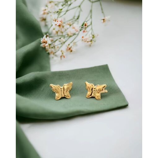 Brinco Infantil Banhado A Ouro 18K Borboleta