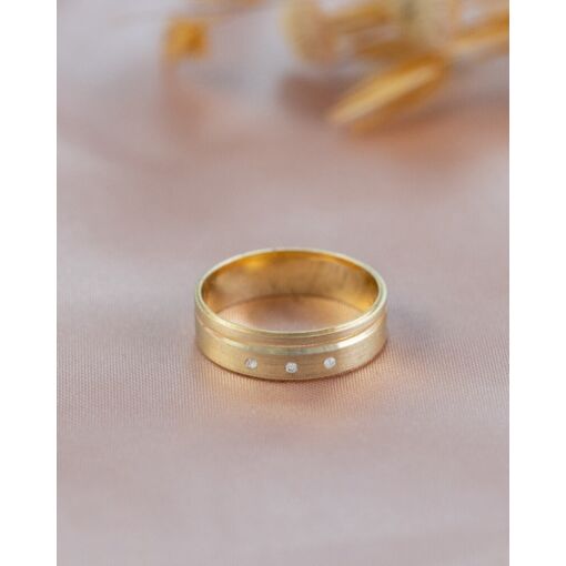 Aliança Unitária Ouro 18K Com 3 Brilhantes 1.0 Pontos