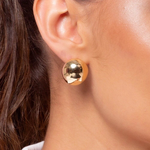 Brinco Banho de Ouro 18k Meia Bola