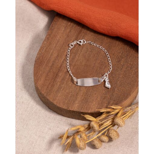 Pulseira Infantil Prata 925 Chapa Figa Opção De Gravação