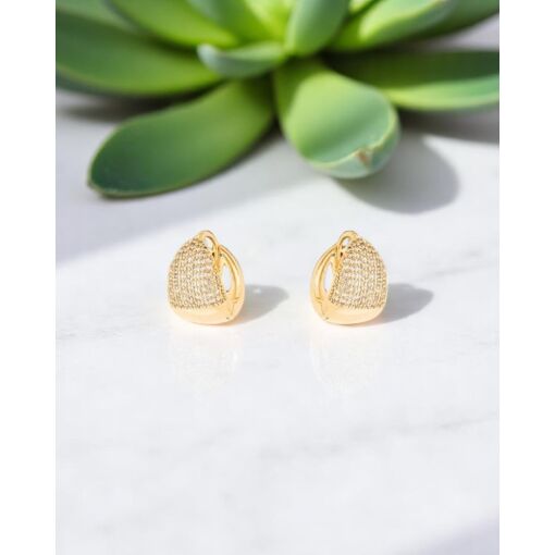 Brinco Banho De Ouro 18K Argola 15MM Triângulo Zircônias Brancas