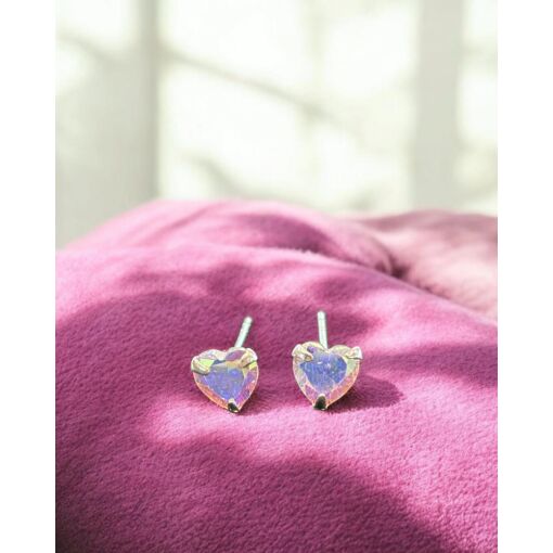 Brinco Prata 925 Coração Com Zircônia Furta Cor