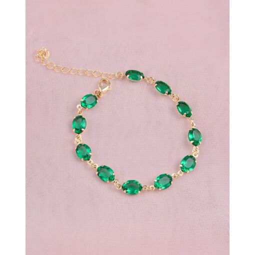 Pulseira Banhada A Ouro 18K Gota Zircônia Verde