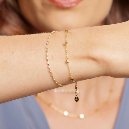 Pulseira Banhada a Ouro 18k 2 Voltas Riviera Com Zircônia.