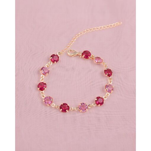 Pulseira Banhada A Ouro 18K  Zircônia Rosa