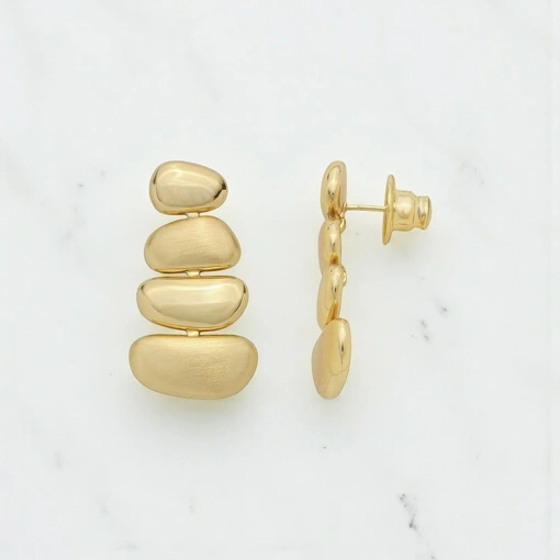 Brinco Banhado a Ouro 18K Liso Com Acabamento Fosco