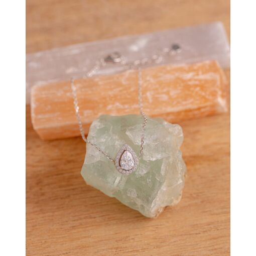 Pulseira Prata 925 Com Banho De Ródio Gota Zircônia Branca