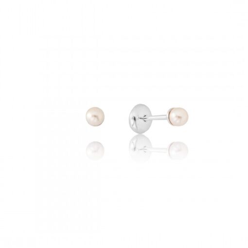 Brinco Prata 925 Tarraxa Baby Pérola 3 MM