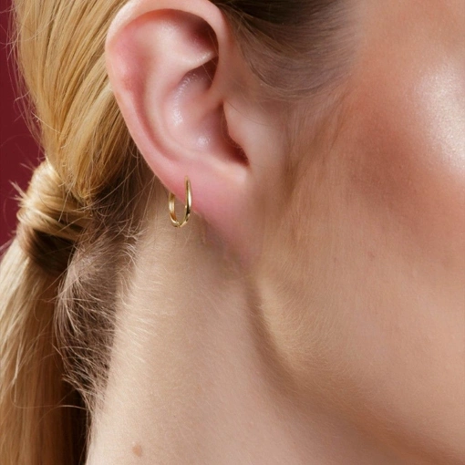 Brinco Banho de Ouro 18k Argola Oval Lisa Pequena