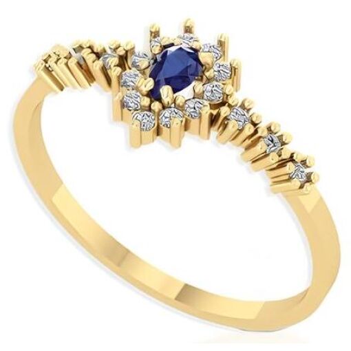 Anel Formatura Ouro 18K Zircônia Gota 2x4 MM