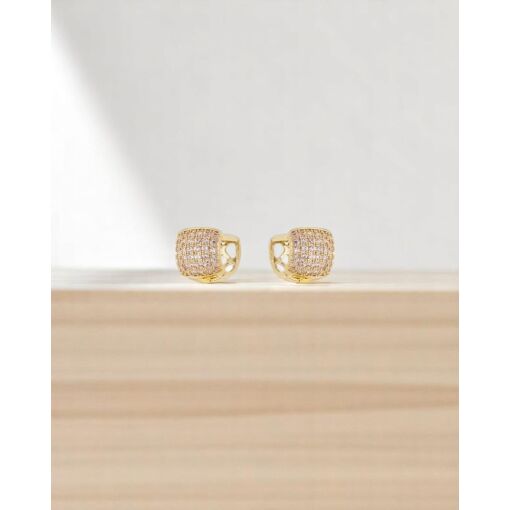 Brinco Banho De Ouro 18K  Argola Com Zircônias Brancas 10MM