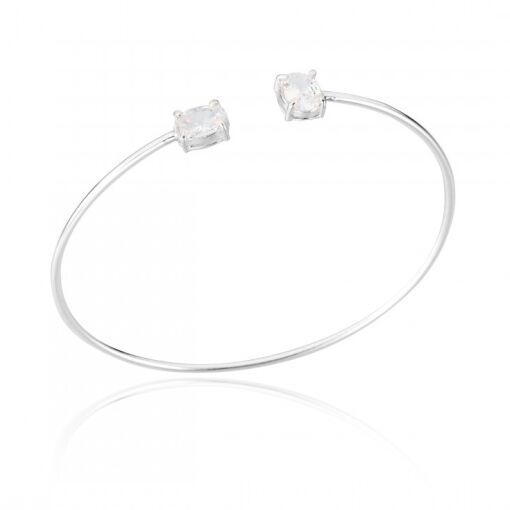 Bracelete Prata 925 Com Zircônia Oval Branca