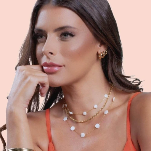 Colar Banho de Ouro 18k Madre Pérolas de 10 MM