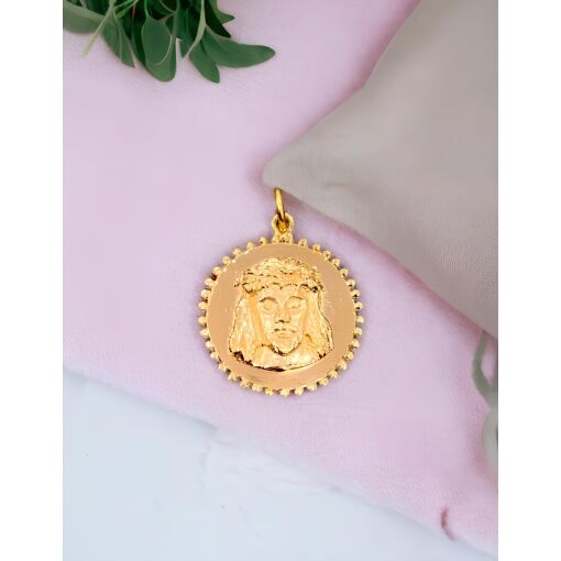Pingente Banhado A Ouro 18K Face De Cristo
