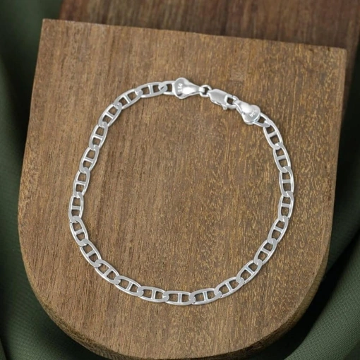 Pulseira Prata 925 Masculina Elos Trava