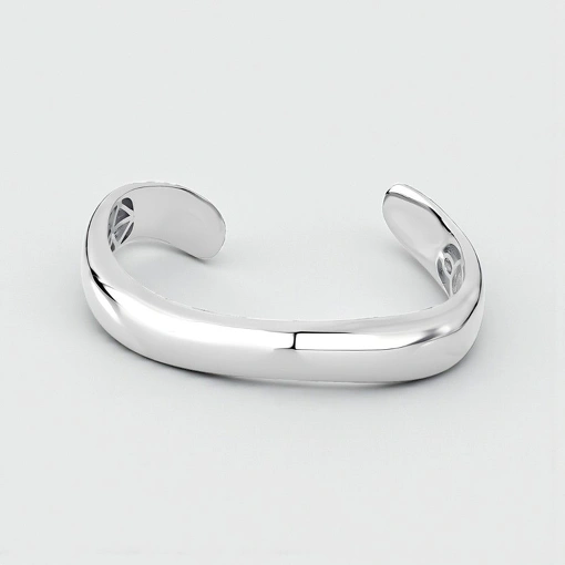 Bracelete Orgânico Liso Banho De Ródio Branco