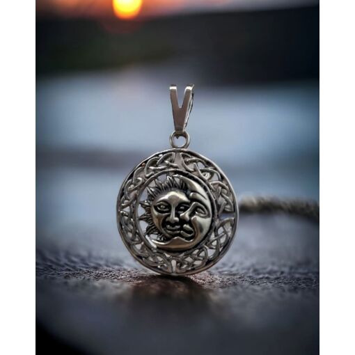 Pingente Prata 925 Mandala Sol e Lua