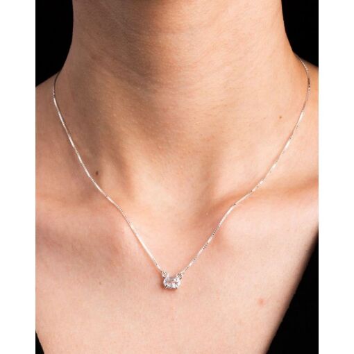 Choker em Prata 925 Com Zircônia Branca Oval