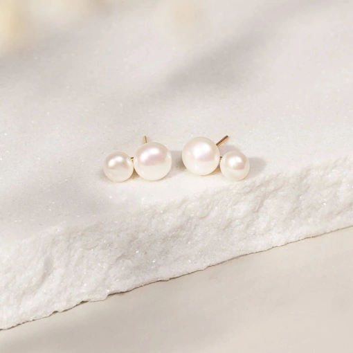 Brinco Banho De Ouro 18K Com Pérolas