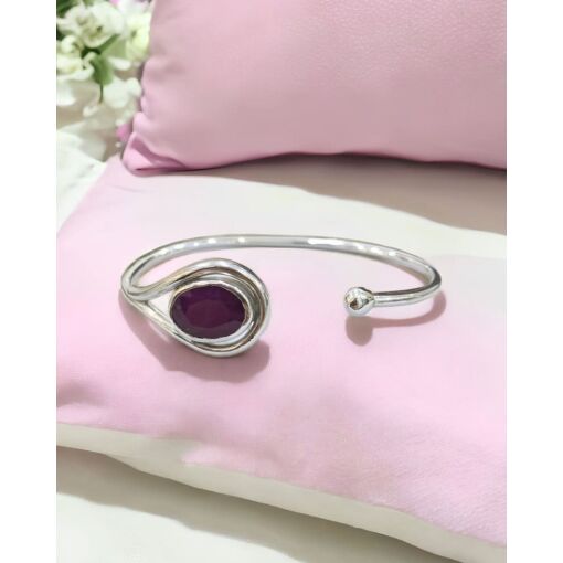 Bracelete Prata 925 Com Rubi Indiano