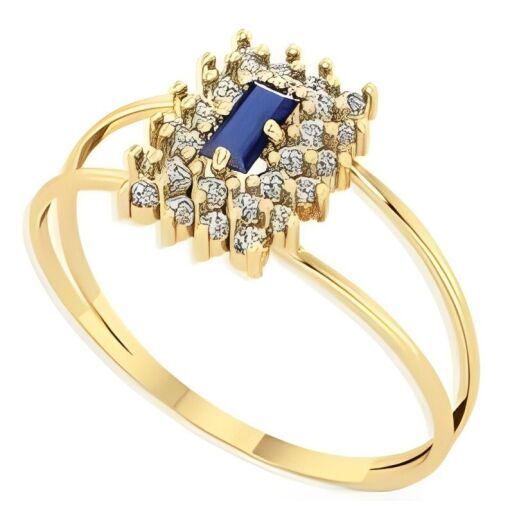 Anel Formatura Ouro 18K Com Zircônia Baguete 2x4 MM