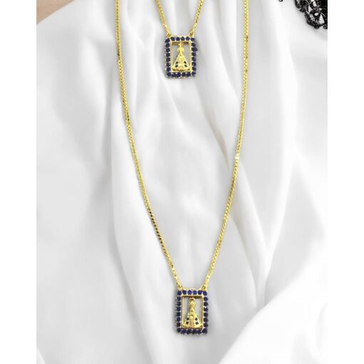 Escapulário Banhado A Ouro 18K Nossa Senhora Aparecida