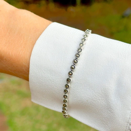 Pulseira Prata 925 Riviera Marcassita