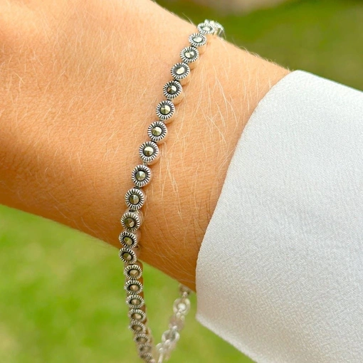 Pulseira Prata 925 Riviera Marcassita