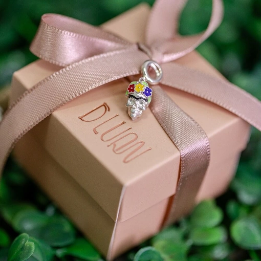 Berloque Prata 925 Caveira Frida Kahlo