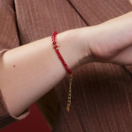 Pulseira Banhada a Ouro 18k Jade Rubi