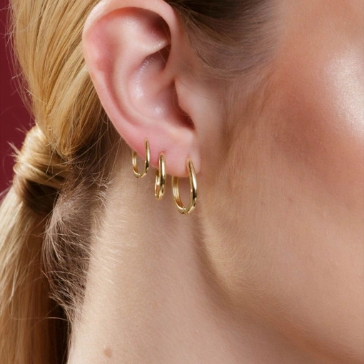 Brinco Banho de Ouro 18k Argola Oval Lisa Média