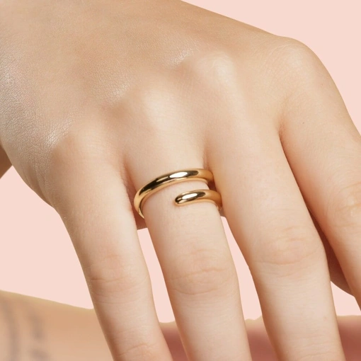 Anel Desencontro Banho de Ouro 18k