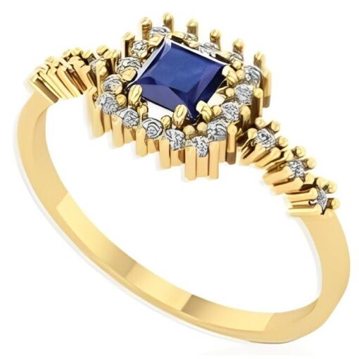 Anel Formatura Ouro 18K Zircônia Carrê 4x4 MM
