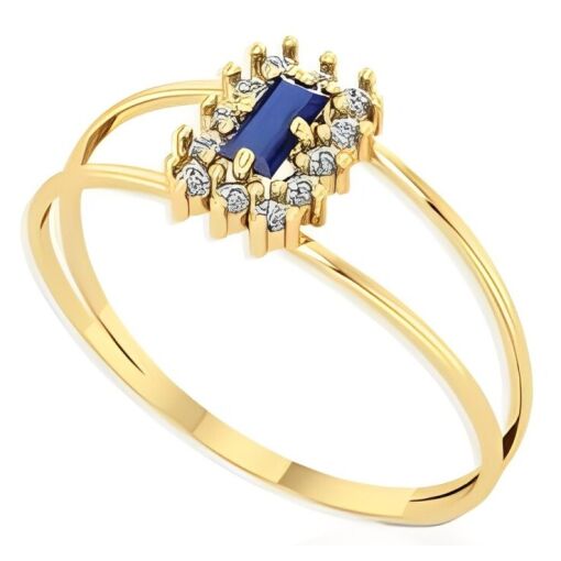 Anel Formatura Ouro 18K Com Zircônia Baguete 2x4 MM