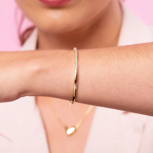 Bracelete Banho de Ouro 18k Com Zircônia Branca