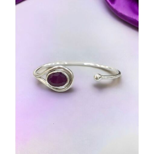 Bracelete Prata 925 Com Rubi Indiano