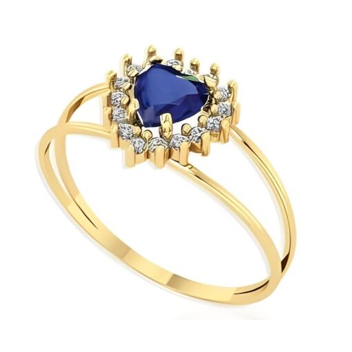 Anel Formatura Ouro 18K Com Zircônia Coração 5x5 MM