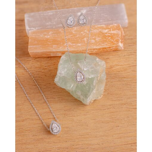 Pulseira Prata 925 Com Banho De Ródio Gota Zircônia Branca