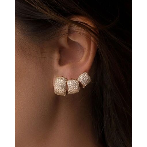 Brinco Banho De Ouro 18K  Argola Com Zircônias Brancas 10MM