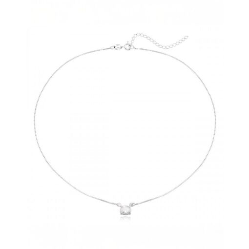 Choker em Prata 925 Com Zircônia Branca Oval