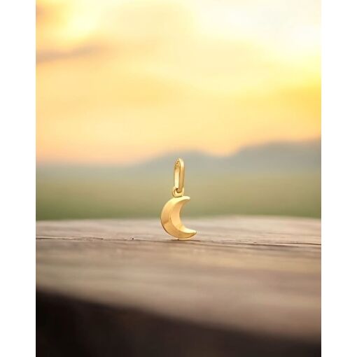 Pingente Banhado A Ouro 18K Meia Lua Facetada